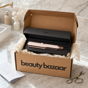 Dyson Airstrait Haarglätter Ceramic Pink Roségold Unboxing im Beauty Bazaar Versandkarton